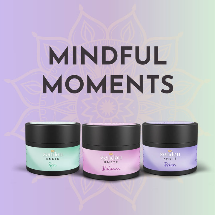 Mindful Moments Bundle von Zendou mit Spa, Balance und Relax Duftknete für achtsame Momente und innere Ruhe.
