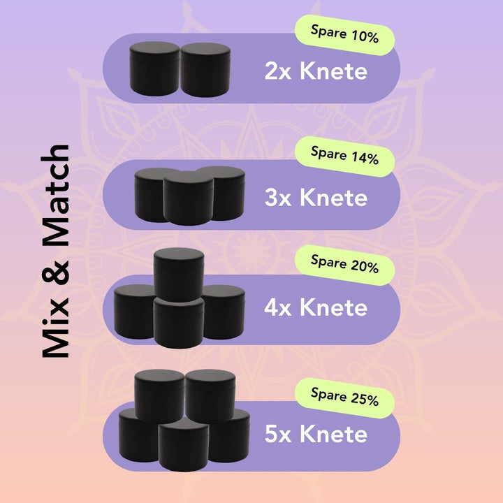 Mix&Match Tabelle: Spare bis zu 25% beim Kauf von mehr als 2 Kneten