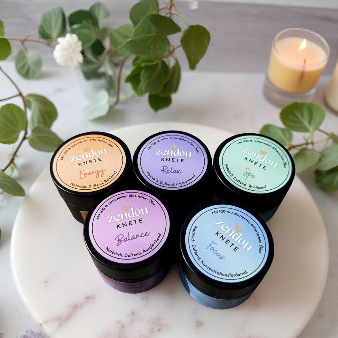 Zendou Knete in 5 Sorten: Energy, Relax, Spa, Focus, Balance