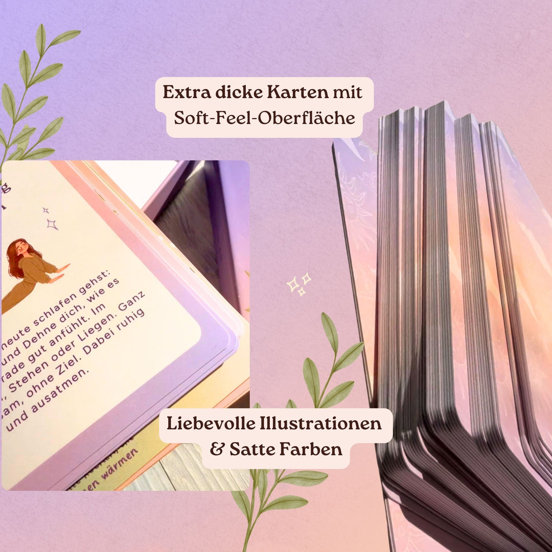 Illustrierte, extra dicke Karten des Zen YOU Selfcare-Kartensets mit Soft-Feel-Oberfläche